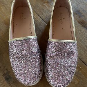 Kate spade gold and pink sparkle espadrille size 9